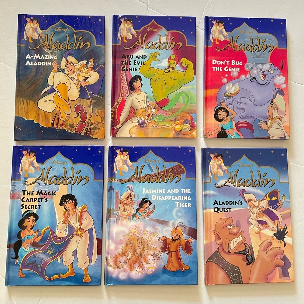 Disney's Aladdin Six Adventures Book Set 1993 Disney Hardcover Books Vintage